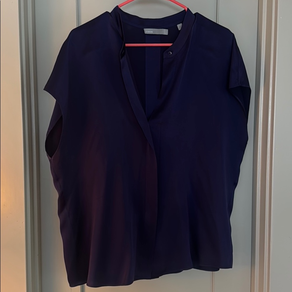 Silk blouse purple/navy